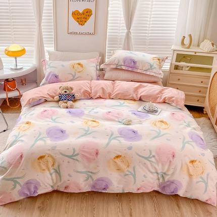 乐童新款全棉网红直播爆款吊边一字绣工艺款四件套（二）仙本娜粉