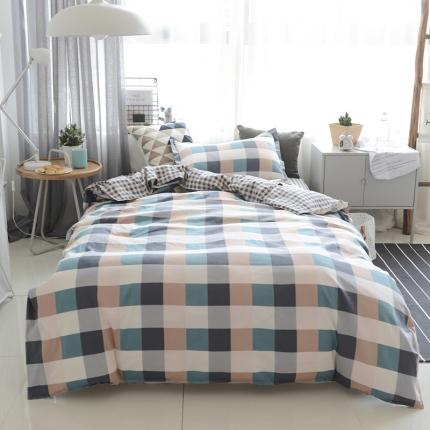 91家纺网 家纺一手货源 找家纺 贝兰仙奴全棉学生三件套团购开学宿舍床上用品彩格世界兰