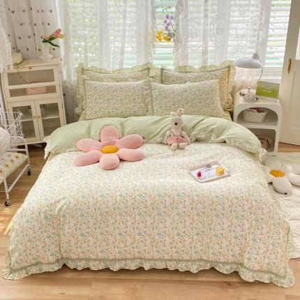 艾唯希 2024新款法式花边全棉四件套 春的气息-绿