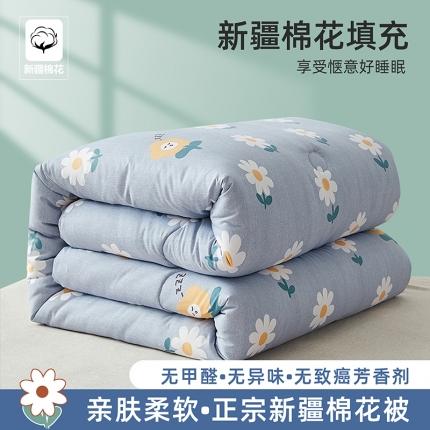 91家纺网 家纺一手货源 找家纺 暖阳 2023新款新疆棉花被子冬被加厚冬季保暖棉被褥被芯 太阳花开灰