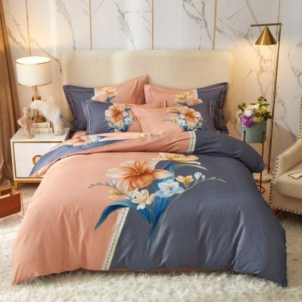 金纱玉纺2022新款全棉生态大版磨毛四件套 花好月圆-粉