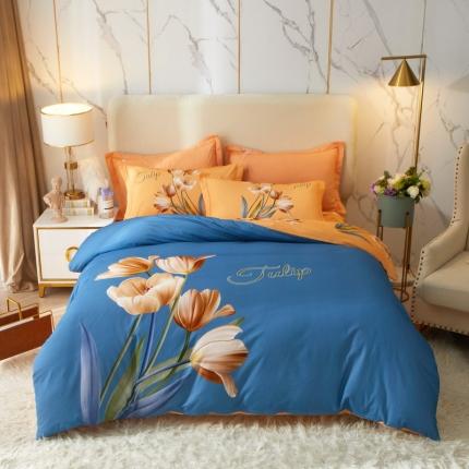 金纱玉纺2022新款全棉生态大版磨毛四件套 罗曼蒂克-兰