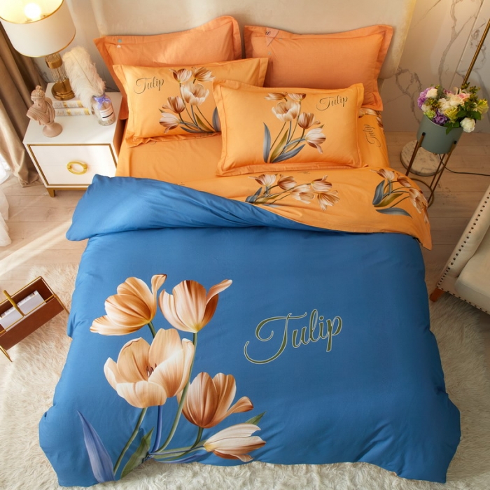 91家纺网 家纺一手货源 找家纺 金纱玉纺2022新款全棉生态大版磨毛四件套 罗曼蒂克-兰