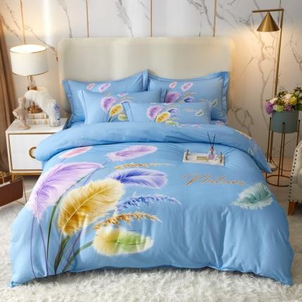 91家纺网 家纺一手货源 找家纺 金纱玉纺2022新款全棉生态大版磨毛四件套 秋色宜人-兰