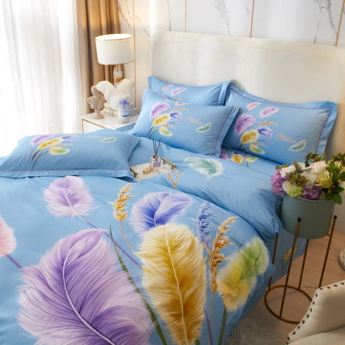 91家纺网 家纺一手货源 找家纺 金纱玉纺2022新款全棉生态大版磨毛四件套 秋色宜人-兰