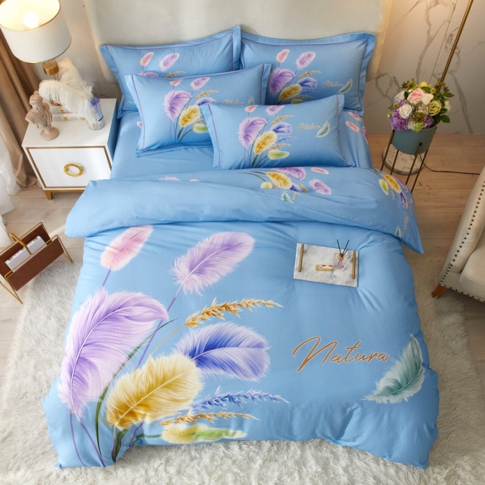 91家纺网 家纺一手货源 找家纺 金纱玉纺2022新款全棉生态大版磨毛四件套 秋色宜人-兰