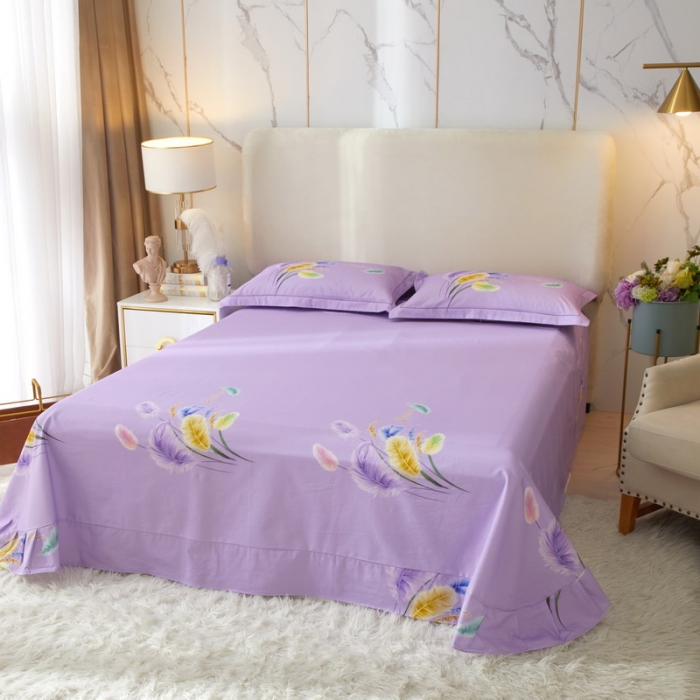 91家纺网 家纺一手货源 找家纺 金纱玉纺2022新款全棉生态大版磨毛四件套 秋色宜人-紫