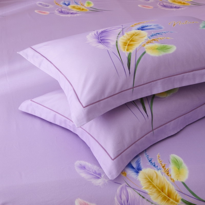 91家纺网 家纺一手货源 找家纺 金纱玉纺2022新款全棉生态大版磨毛四件套 秋色宜人-紫