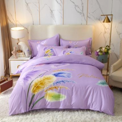 金纱玉纺2022新款全棉生态大版磨毛四件套 秋色宜人-紫