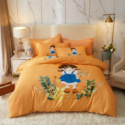 金纱玉纺2022新款全棉生态大版磨毛四件套 田丫丫-桔