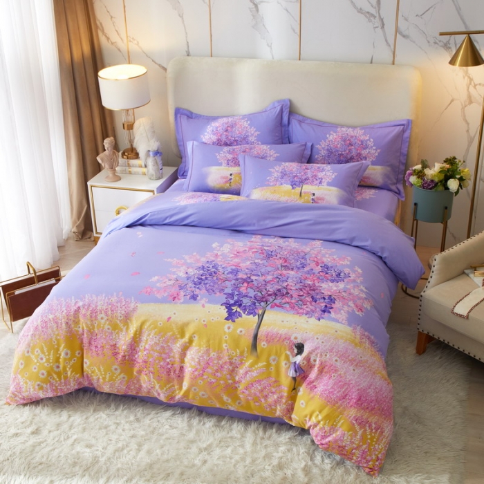 91家纺网 家纺一手货源 找家纺 金纱玉纺2022新款全棉生态大版磨毛四件套 许愿精灵