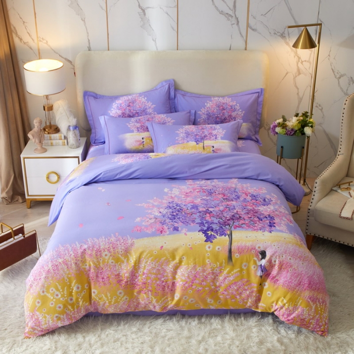 91家纺网 家纺一手货源 找家纺 金纱玉纺2022新款全棉生态大版磨毛四件套 许愿精灵