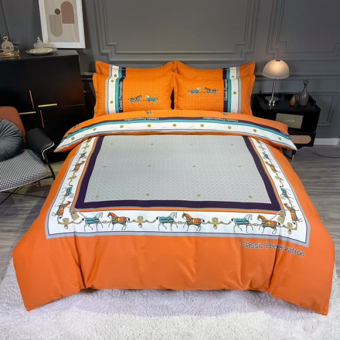 91家纺网 家纺一手货源 找家纺 金爱家 2023新款大阪纯棉生态磨毛条格简约系列四件套 贝加莫