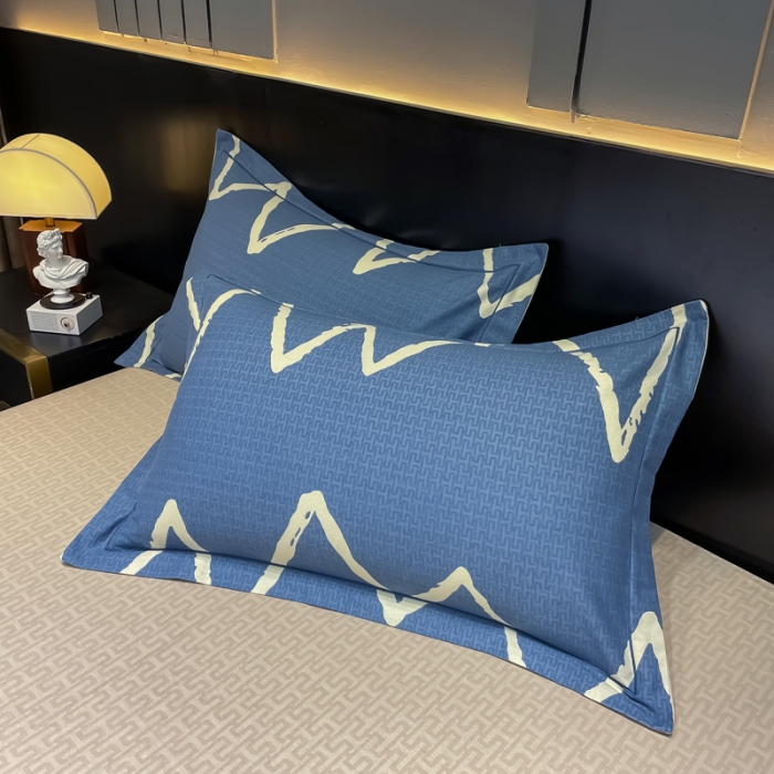 91家纺网 家纺一手货源 找家纺 金爱家 2023新款大阪纯棉生态磨毛条格简约系列四件套 波恩-兰