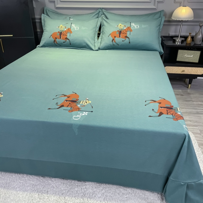 91家纺网 家纺一手货源 找家纺 金爱家 2023新款大阪纯棉生态磨毛条格简约系列四件套 皇家风范