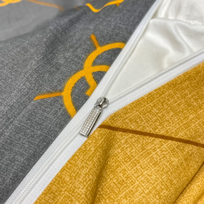 91家纺网 家纺一手货源 找家纺 金爱家 2023新款大阪纯棉生态磨毛条格简约系列四件套 维纳斯灰