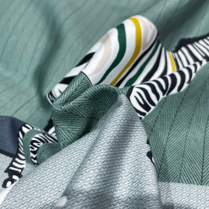 91家纺网 家纺一手货源 找家纺 金爱家 2023新款大阪纯棉生态磨毛条格简约系列四件套 伊莱斯-绿