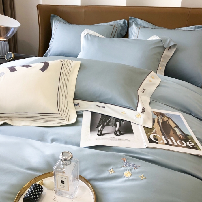 91家纺网 家纺一手货源 找家纺 (总)优然居 2022新款100支贡缎刺绣四件套-马里奥系列