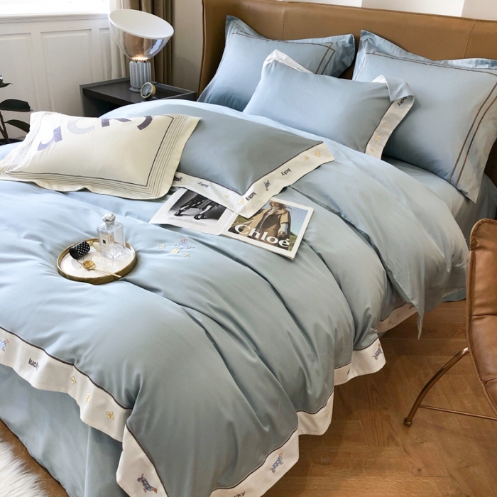 91家纺网 家纺一手货源 找家纺 (总)优然居 2022新款100支贡缎刺绣四件套-马里奥系列