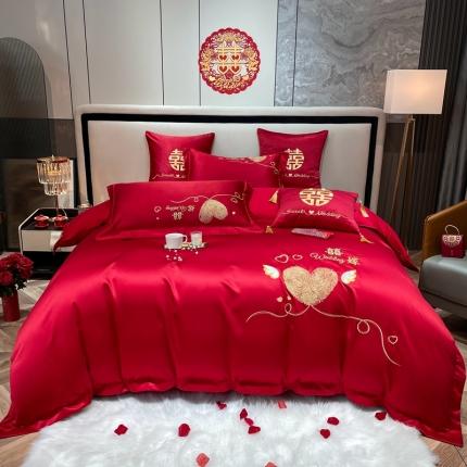 91家纺网 家纺一手货源 找家纺 （总）甜咪咪 2022新款磨毛刺绣婚庆四件套系列