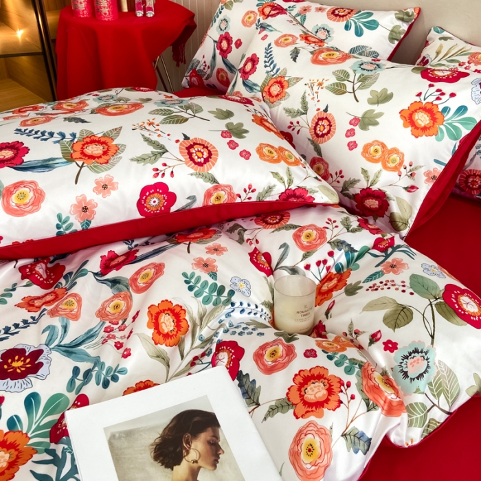 91家纺网 家纺一手货源 找家纺 用心 2022新款数码印花婚庆四件套 秘密花园