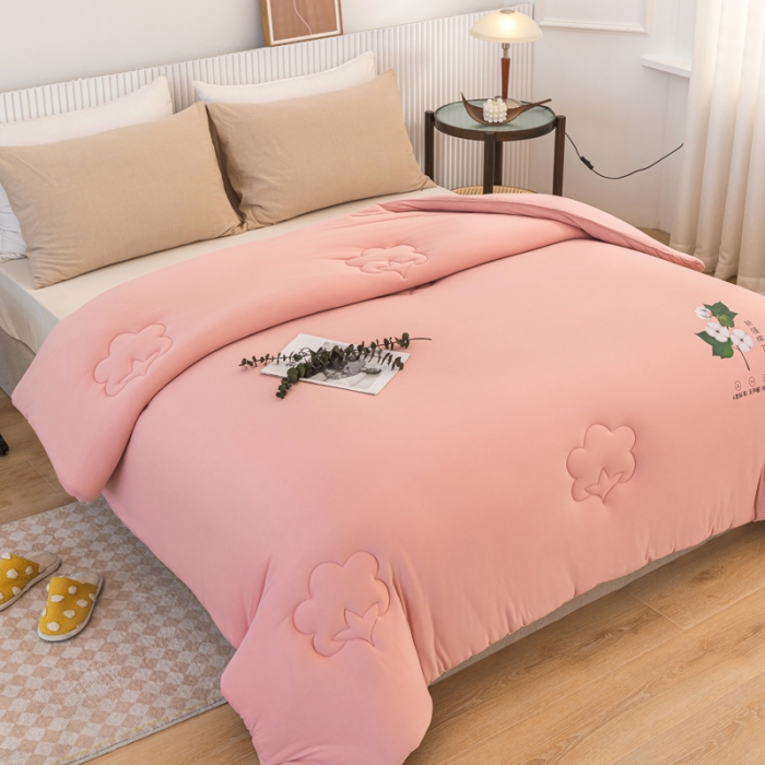 91家纺网 家纺一手货源 找家纺 一条棉被 2022新款A类针织棉奶盖棉花被 豆沙粉