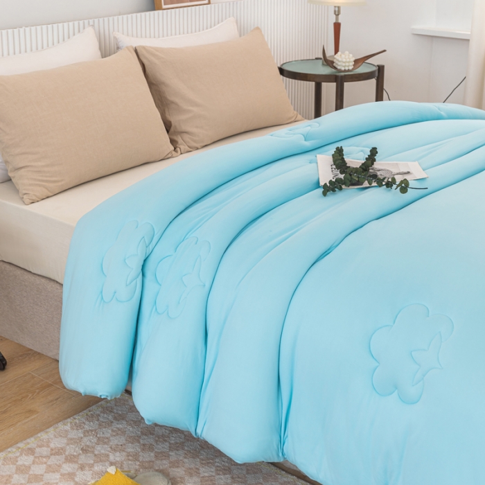 91家纺网 家纺一手货源 找家纺 一条棉被 2022新款A类针织棉奶盖棉花被 海洋蓝