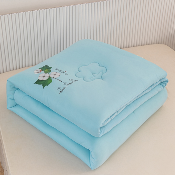 91家纺网 家纺一手货源 找家纺 一条棉被 2022新款A类针织棉奶盖棉花被 海洋蓝