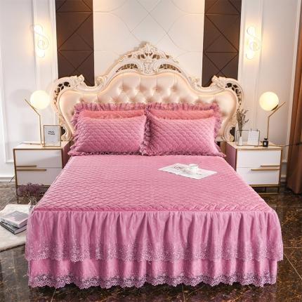 恒爱 2022秋冬水晶绒翩翩花舞夹棉单床裙 豆沙红