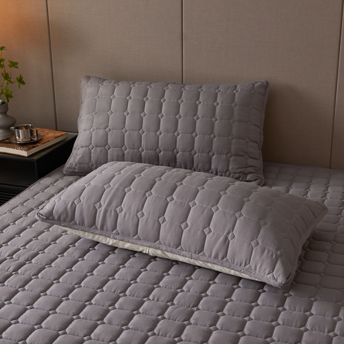 91家纺网 家纺一手货源 找家纺 初心家纺 2022新款A类加密原棉夹棉床笠单品及三件套 高雅灰