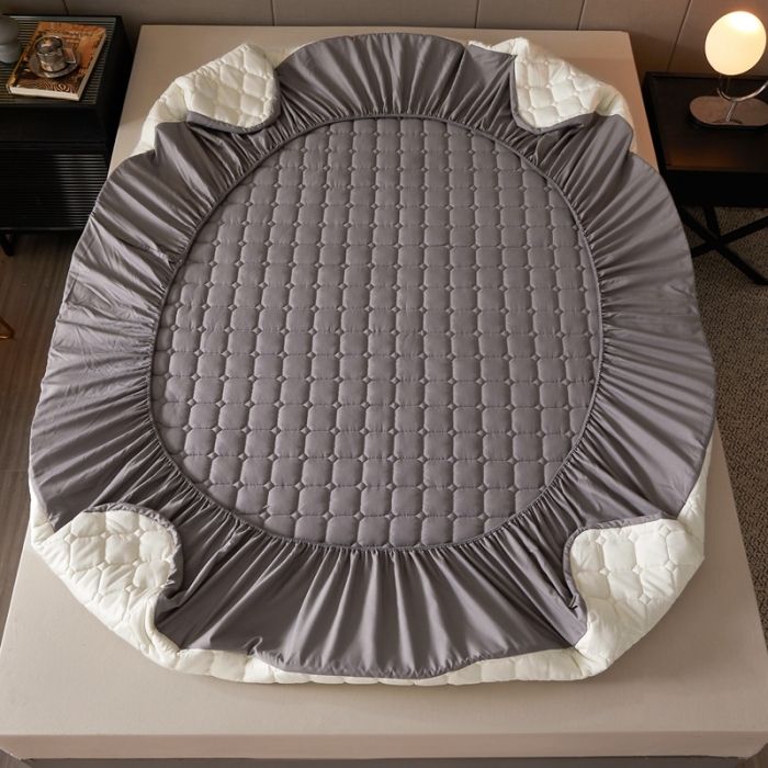 91家纺网 家纺一手货源 找家纺 初心家纺 2022新款A类加密原棉夹棉床笠单品及三件套 高雅灰