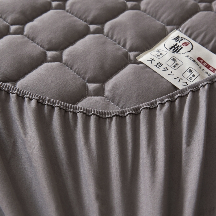 91家纺网 家纺一手货源 找家纺 初心家纺 2022新款A类加密原棉夹棉床笠单品及三件套 高雅灰