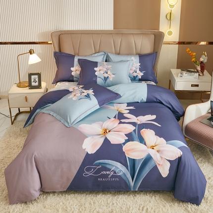 91家纺网 家纺一手货源 找家纺 雲归梦 2022年新款加厚全棉大版四件套第二批-花卉 美玉无瑕-兰