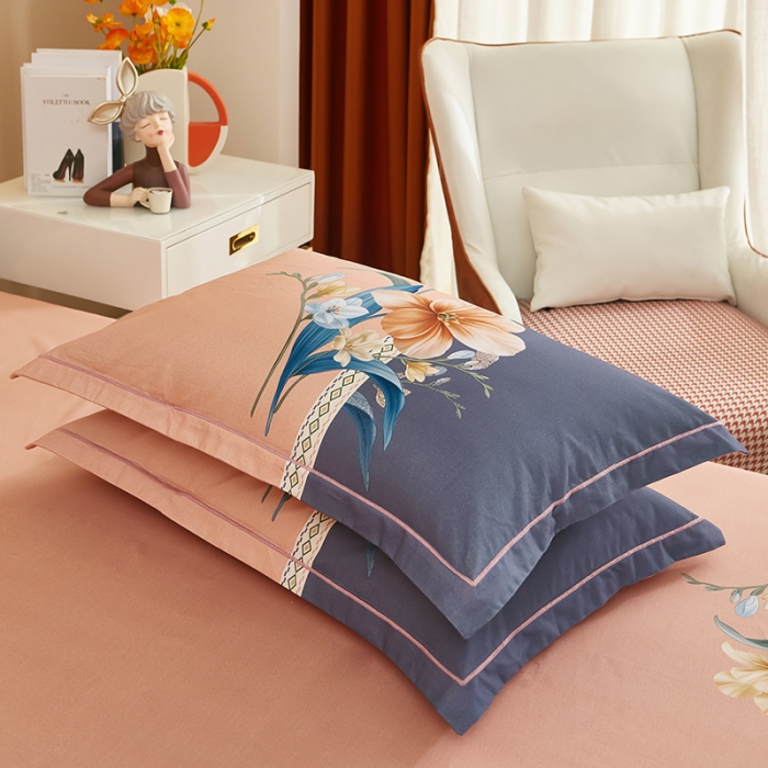 91家纺网 家纺一手货源 找家纺 雲归梦 2022年新款加厚全棉大版四件套第二批-花卉 花好月圆-粉