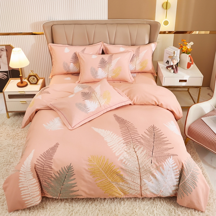 91家纺网 家纺一手货源 找家纺 雲归梦 2022年新款加厚全棉大版四件套第二批-花卉 花叶倾情-粉