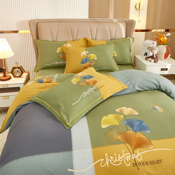 91家纺网 家纺一手货源 找家纺 雲归梦 2022年新款加厚全棉大版四件套第二批-花卉 江南之韵-黄