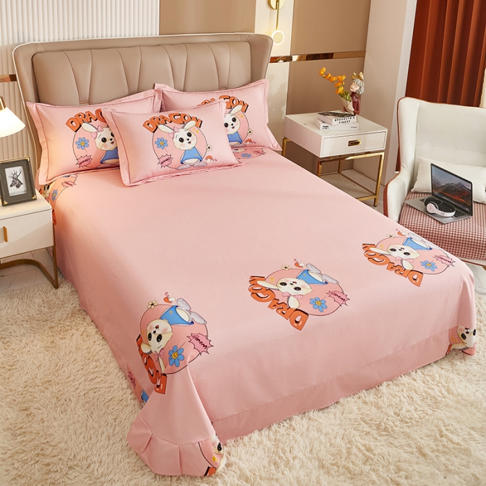 91家纺网 家纺一手货源 找家纺 雲归梦 2022年新款加厚全棉大版四件套第二批-花卉 邻家兔-紫