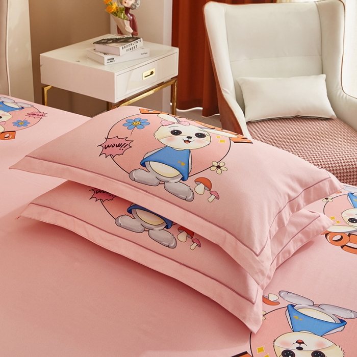 91家纺网 家纺一手货源 找家纺 雲归梦 2022年新款加厚全棉大版四件套第二批-花卉 邻家兔-紫