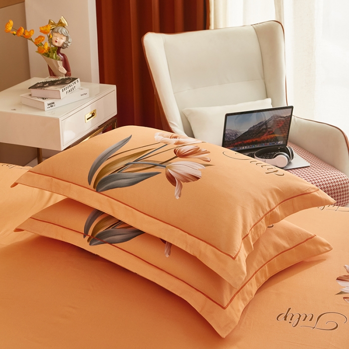 91家纺网 家纺一手货源 找家纺 雲归梦 2022年新款加厚全棉大版四件套第二批-花卉 罗曼蒂克-桔