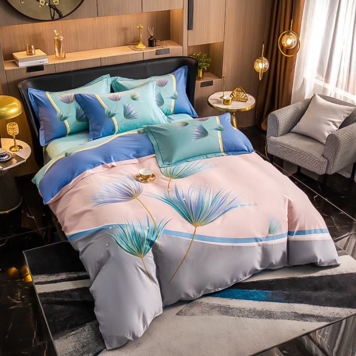 91家纺网 家纺一手货源 找家纺 雲归梦 2022年新款加厚全棉大版四件套第二批-花卉 曼珠莎华-粉