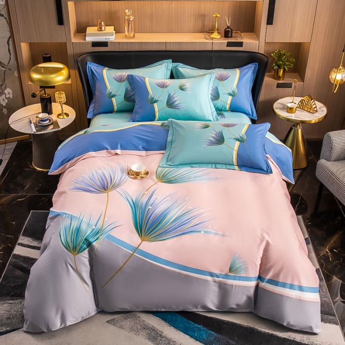 91家纺网 家纺一手货源 找家纺 雲归梦 2022年新款加厚全棉大版四件套第二批-花卉 曼珠莎华-粉