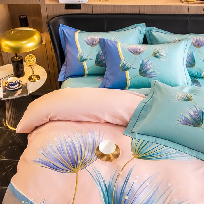 91家纺网 家纺一手货源 找家纺 雲归梦 2022年新款加厚全棉大版四件套第二批-花卉 曼珠莎华-粉