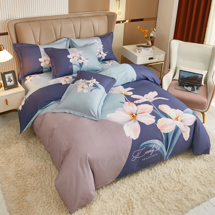 91家纺网 家纺一手货源 找家纺 雲归梦 2022年新款加厚全棉大版四件套第二批-花卉 美玉无瑕-兰