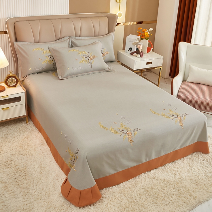 91家纺网 家纺一手货源 找家纺 雲归梦 2022年新款加厚全棉大版四件套第二批-花卉 梦境-桔