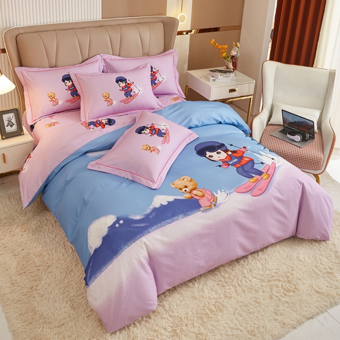 91家纺网 家纺一手货源 找家纺 雲归梦 2022年新款加厚全棉大版四件套第二批-花卉 蜜雪冰城-紫