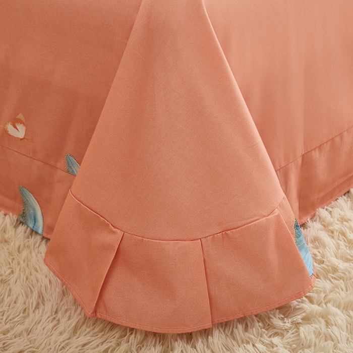 91家纺网 家纺一手货源 找家纺 雲归梦 2022年新款加厚全棉大版四件套第二批-花卉 翩翩起舞-粉