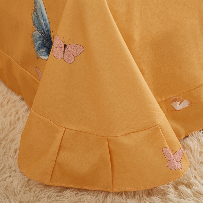 91家纺网 家纺一手货源 找家纺 雲归梦 2022年新款加厚全棉大版四件套第二批-花卉 翩翩起舞-绿