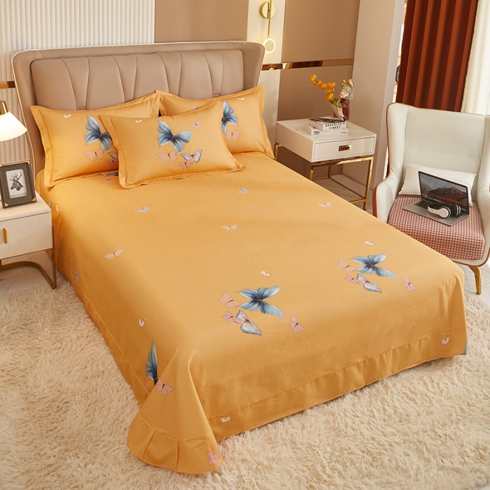 91家纺网 家纺一手货源 找家纺 雲归梦 2022年新款加厚全棉大版四件套第二批-花卉 翩翩起舞-绿