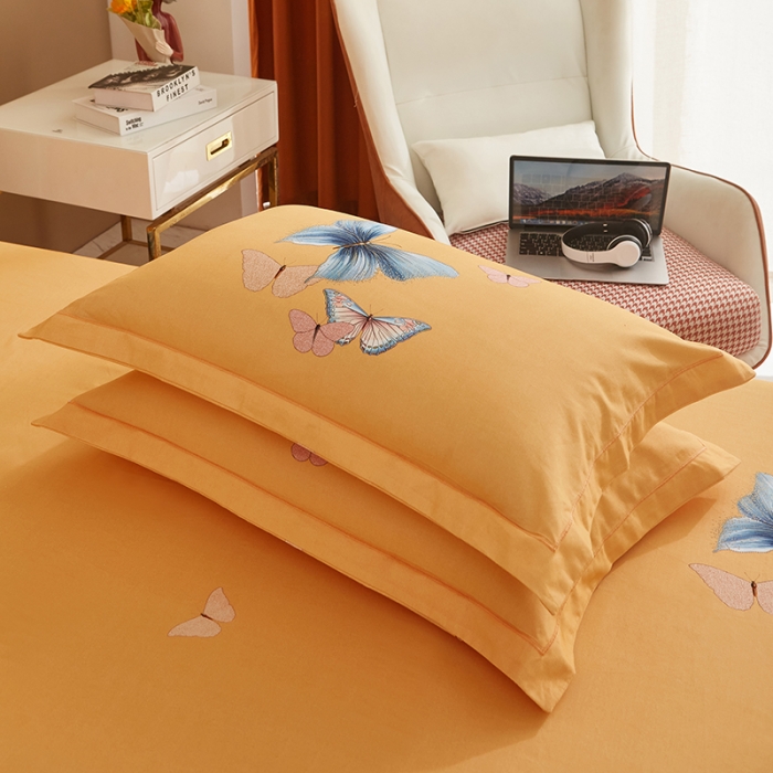 91家纺网 家纺一手货源 找家纺 雲归梦 2022年新款加厚全棉大版四件套第二批-花卉 翩翩起舞-绿