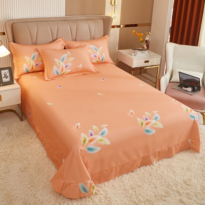 91家纺网 家纺一手货源 找家纺 雲归梦 2022年新款加厚全棉大版四件套第二批-花卉 轻舞飞扬-桔